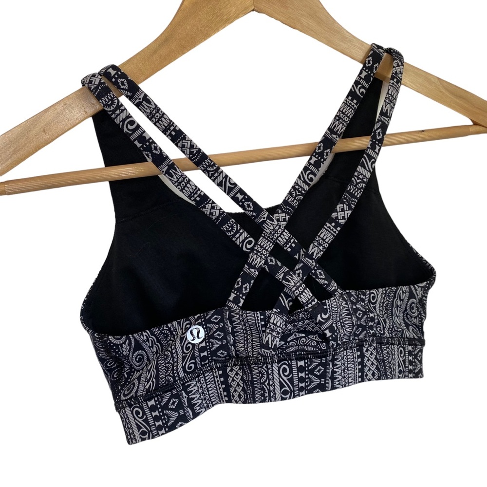 Lululemon Energy Bra Nulux Entwined Ice Grey Black Size 4 - Picture 5 of 10